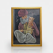 Rajasthani Musician Playing Sarangi Framed Velvet Painting