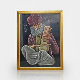 Rajasthani Musician Playing Sarangi Framed Velvet Painting