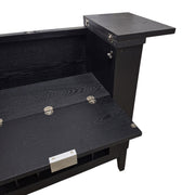 Modern Black Wood Convertible Bar Cabinet with Wine Rack