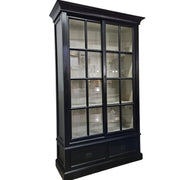 Ethan Allen Midnight Black Glass-Front Library Cabinet