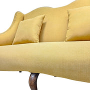 Radiant Mustard Yellow Wingback Settee