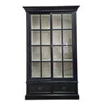 Ethan Allen Midnight Black Glass-Front Library Cabinet