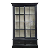 Ethan Allen Midnight Black Glass-Front Library Cabinet