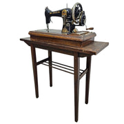 Antique Jones Hand-Crank Sewing Machine with Wooden Table