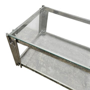 Sculptural Chrome and Glass Two Tier Rectangular Coffee Table