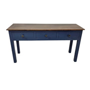 Upcycled Navy Blue Three Drawer Wooden Console Table