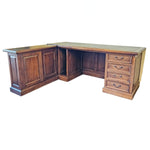 Heritage Solid Wood L-Shape Executive Desk with Leather Top