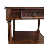 Vintage-Inspired Classic Wooden Side Table with Woven Drawer