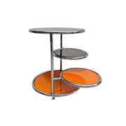 Funky Space Age Chrome and Orange Tiered Swivel Side Table