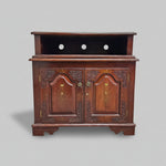 Intricate Brass Inlay Solid Wood Low Media Console Cabinet