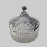 Traditional Vintage Style Clear Cut Glass Covered Candy Dish