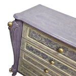 Provencal Style Lavender and Gold Carved Floral Chest of Drawers