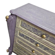 Provencal Style Lavender and Gold Carved Floral Chest of Drawers