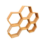 Contemporary Geometric Honeycomb Wooden Wall Unit Shelf