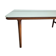 Bi-Colour Mid-Century Style Wooden Dining Table with White Laminate Top