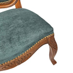 THE One Vintage Style Carved Wood Emerald Green Velvet Dining Chair