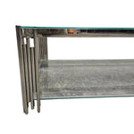 Sculptural Chrome and Glass Two Tier Rectangular Coffee Table