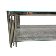 Sculptural Chrome and Glass Two Tier Rectangular Coffee Table