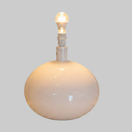 Luminous White Opal Glass Large Globe Table Lamp Base