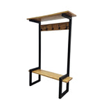 Industrial Style Wood and Black Metal Coat Rack Stand