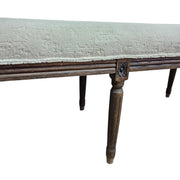 The One Vintage Style Cream Upholstered Long Bench with Fluted Legs