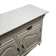 Provincial Two-Door Scalloped Buffet Cabinet in Distressed Cream