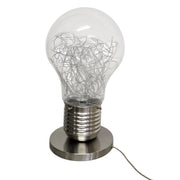 KARE Contemporary Oversized Silver Wire Glass Light Bulb Table Lamp