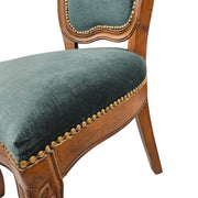 THE One Vintage Style Carved Wood Emerald Green Velvet Dining Chair