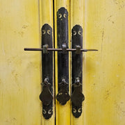 Vintage-Style Distressed Yellow Chinese Wedding Cabinet