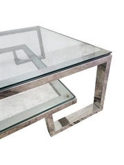 The One Two-Tier Glass & Silver Coffee Table