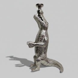 Eccentric Retro Silver Crocodile Metal Candle Holder
