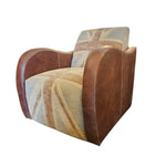 Bold British Heritage Union Jack Fabric and Leather Club Armchair