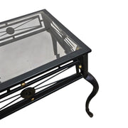 Neoclassical Style Wrought Iron Glass Top Side Table