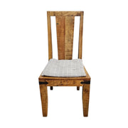 Handcrafted Solid Teak Wood Dining Chair with Iron Brackets