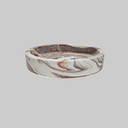 Polished Earthy Swirl Calacatta Marble Round Vanity Key Tray
