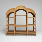 Bohemian Rattan and Woven Cane Triple Arch Large Display Shelf