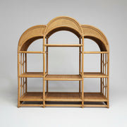 Bohemian Rattan and Woven Cane Triple Arch Large Display Shelf