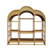 Bohemian Rattan and Woven Cane Triple Arch Large Display Shelf