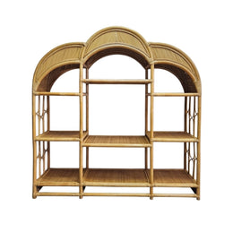 Bohemian Rattan and Woven Cane Triple Arch Large Display Shelf
