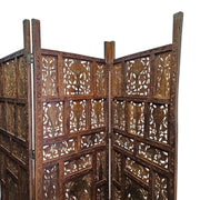 Heritage Hand-Carved Solid Wood 4-Panel Folding Room Divider