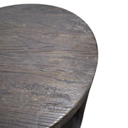 Dark Wood Round Drum Side Table