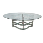Fiam Italy Retro Sculptural Curved Glass Oval Dining Table