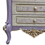 Provencal Style Lavender and Gold Carved Floral Chest of Drawers