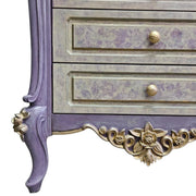 Provencal Style Lavender and Gold Carved Floral Chest of Drawers
