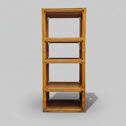 Aesthetic Boheme Bamboo and Split Rattan Five Tier Etagere Bookshelf