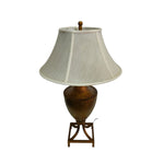 Stately Antique Gold Gilded Urn Table Lamp with Bell Shade