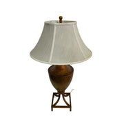 Stately Antique Gold Gilded Urn Table Lamp with Bell Shade