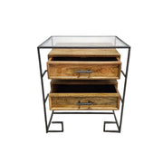 Industrial Mango Wood & Studded Iron Side Table