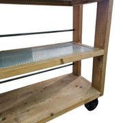 THE One Industrial Style Natural Timber and Iron Rolling Shelving Unit