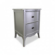 Glamorous Silver Leaf French Provincial Bedside Table